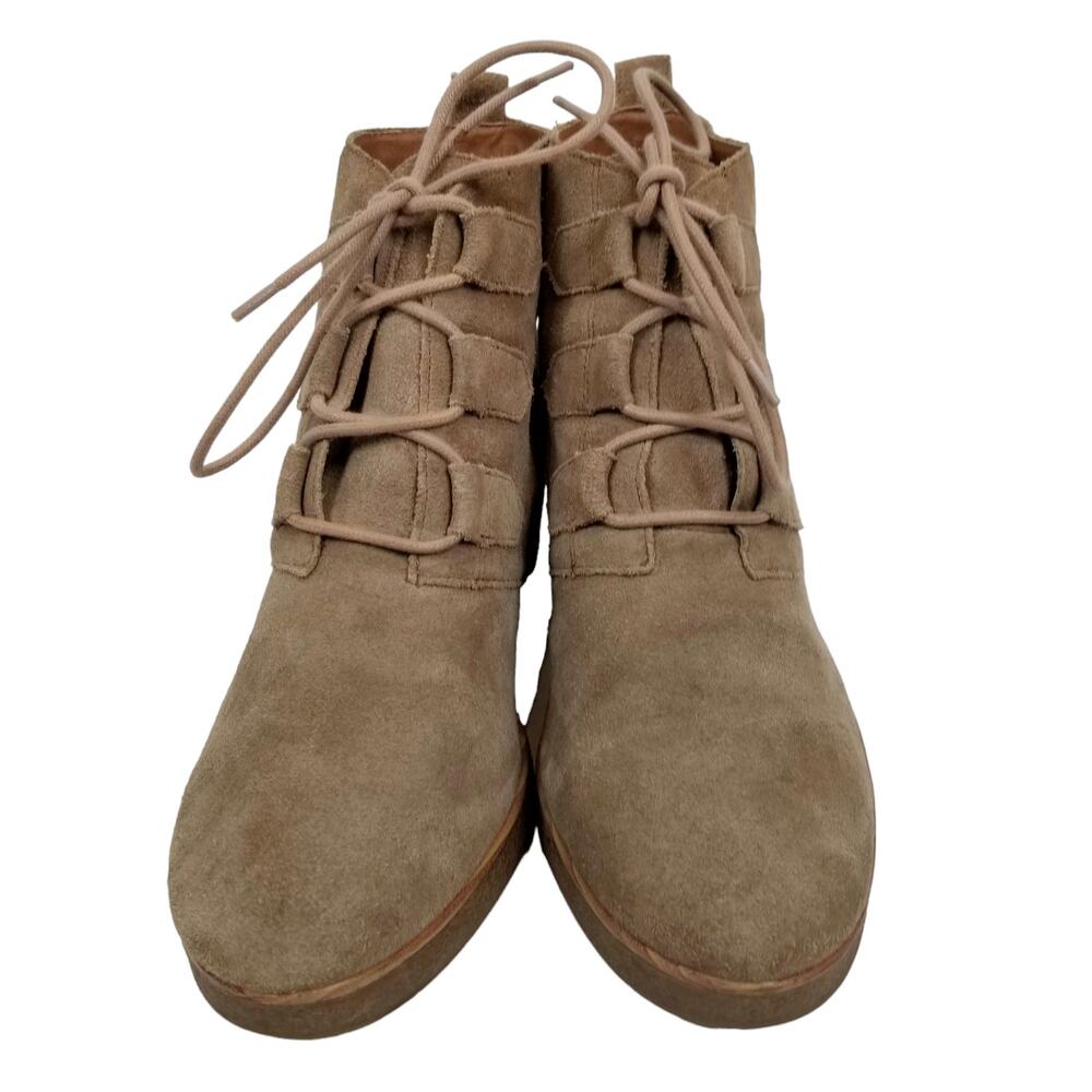 Lucky Brand Jaemma Women's Tan Suede Wedge Heel Ankle Boots Size 8.5 - Picture 3 of 8
